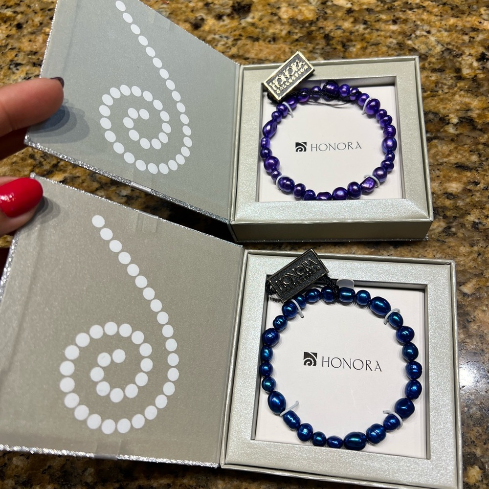 Honora Blue Pearl & Purple Bracelet. Bundle - Picture 2 of 5